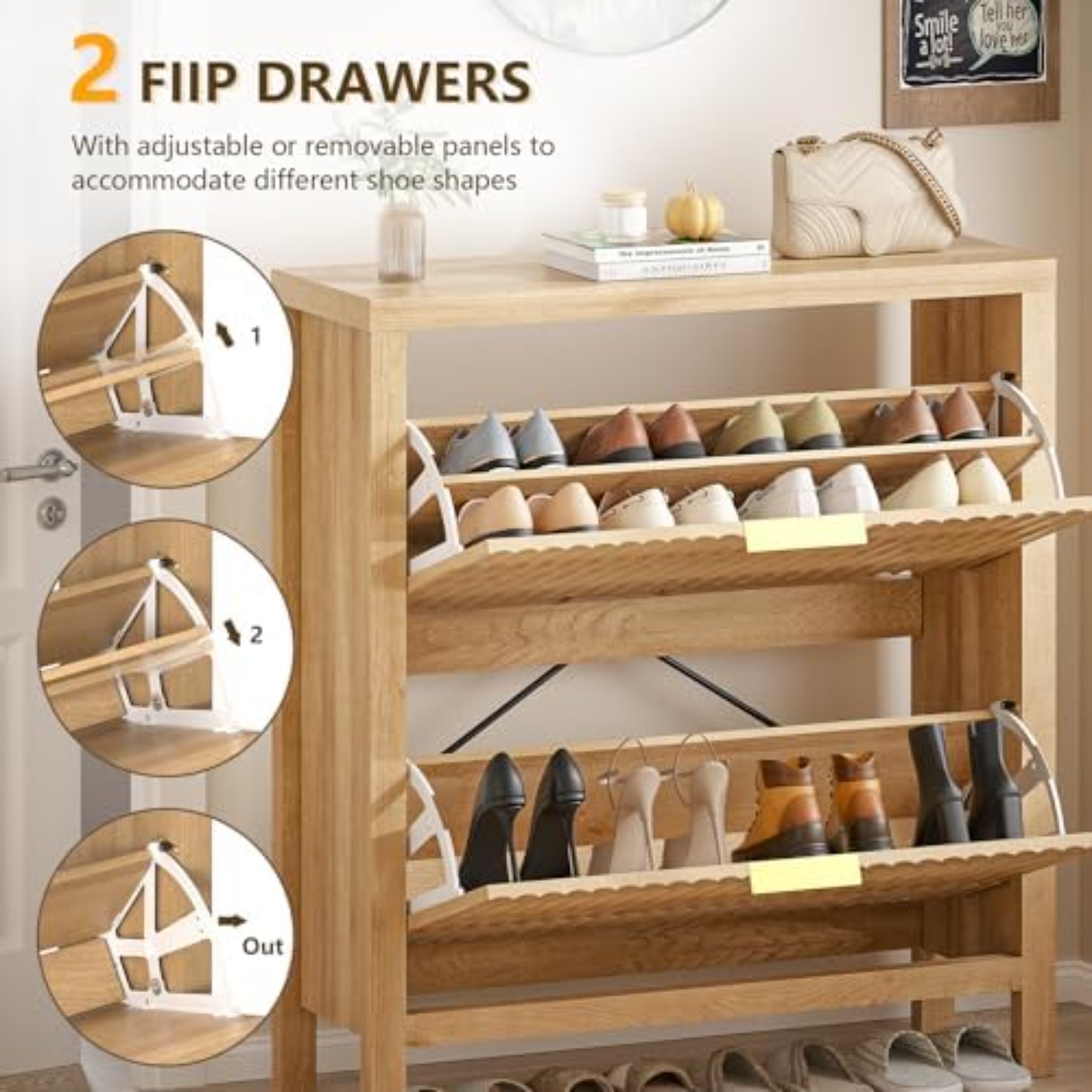 Fluted Shoe Cabinet Storage wi - огляд і ціна Shoe Rack Cabinet Narrow Entryway