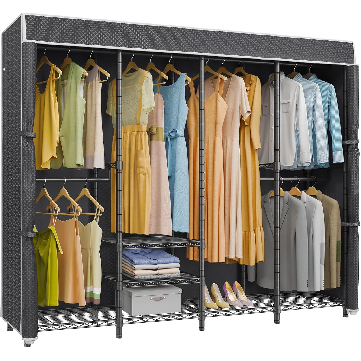 Medium Covered Clothes Rack Fr - огляд і ціна Wardrobe Closet Portable Fabric Cover