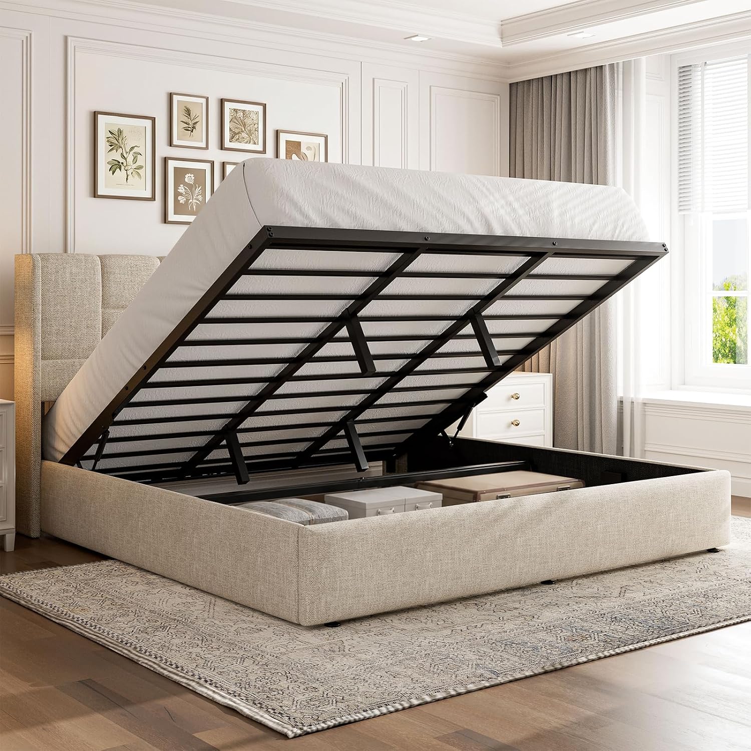 King Bed Frame with Hydraulic  - огляд і ціна Gas Lift Storage Bed Hydraulic