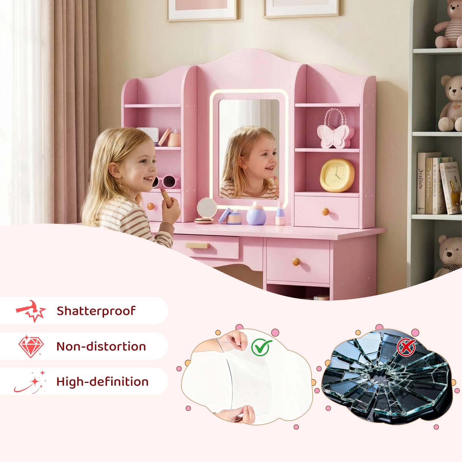 Kids Vanity with 3-Color Light - огляд і ціна Dressing Table Vanity With Lighted Mirror