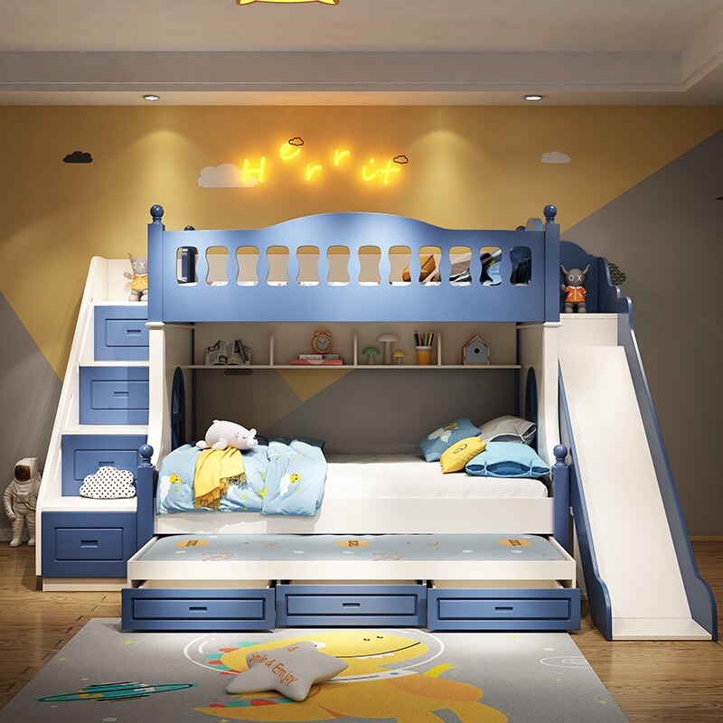 Children's Bed Up and Down Bed - огляд і ціна Bunk Bed With Stairs And Slide
